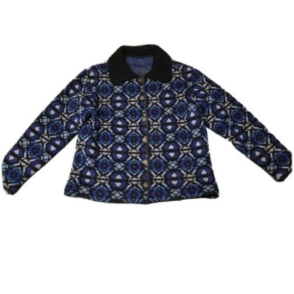 VINTAGE Jersey Modeller  Swedish Close Knit Sweater Button Up Adult Size 40 - Picture 3 of 10